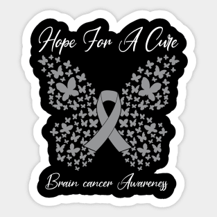 Hope For A Cure  Butterfly Gift  Brain cancer 3 Sticker